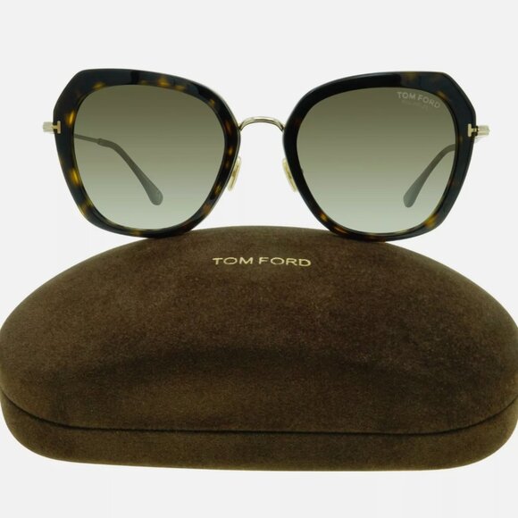Tom Ford Polarized Havana Womens Gold Sunglasses BOX NEW main image 3